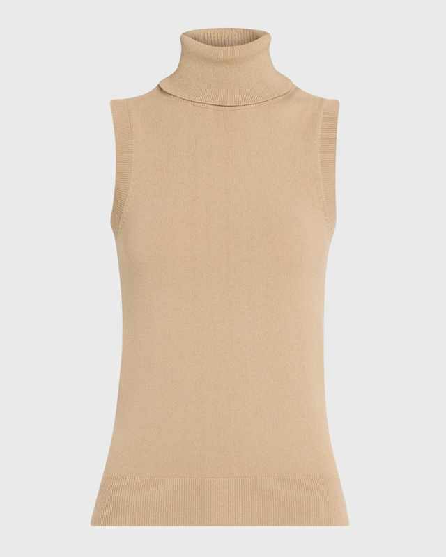Sleeveless Cashmere Turtleneck
